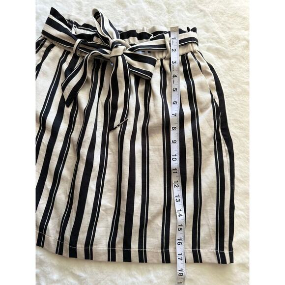 TOPSHOP Womens White Striped Viscose A-Line Skirt Size US 6 - Belt included - Picture 6 of 7